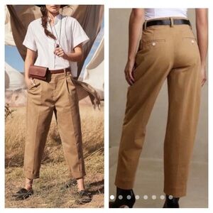 Banana Republic Whiskey Tan Authentic Chino Pleated Crop Pants Women’s 16 NEW